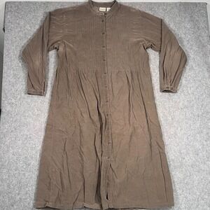 L.L.Bean Vintage Brown Corduroy Long Sleeve Maxi Shirt Dress Women's Size 20